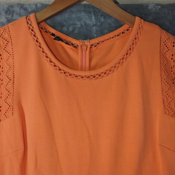 Sleeveless Talbots SP Small Petite Fit Orange Dress with Crochet Accents Cotton - Picture 7 of 9